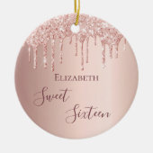 Sweet 16 roos gold blush druppels keramisch ornament (Voorkant)