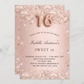 Sweet 16 roos gold blush pink kaart (Voorkant / Achterkant)
