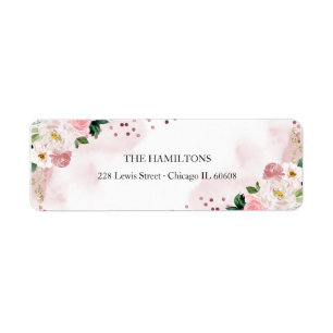 Sweet 16 Roos Gold Blush Waterverf Floral Etiket