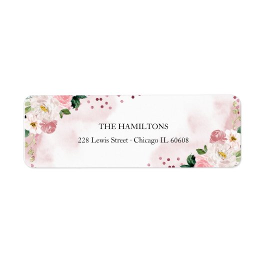 Sweet 16 Roos Gold Blush Waterverf Floral Etiket (Voorkant)