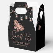 Sweet 16 Roos Gold Butterfly Chic Modern Birthday Bedankdoosjes (Geopend)