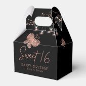 Sweet 16 Roos Gold Butterfly Chic Modern Birthday Bedankdoosjes (Voorkant Zijde)