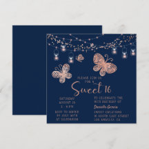 Sweet 16 Roos Gold Butterfly Chic Modern Birthday