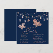 Sweet 16 Roos Gold Butterfly Chic Modern Birthday