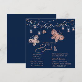 Sweet 16 Roos Gold Butterfly Chic Modern Birthday Kaart