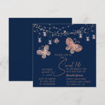 Sweet 16 Roos Gold Butterfly Chic Modern Birthday