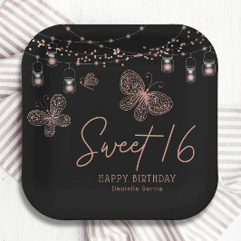 Sweet 16 Roos Gold Butterfly Chic Modern Birthday Papieren Bordje