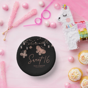 Sweet 16 Roos Gold Butterfly Chic Modern Birthday Papieren Kommen