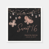 Sweet 16 Roos Gold Butterfly Chic Modern Birthday Servet (Voorkant)