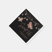 Sweet 16 Roos Gold Butterfly Chic Modern Birthday Servet (Hoek)