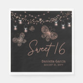 Sweet 16 Roos Gold Butterfly Chic Modern Birthday Servet (Voorkant)