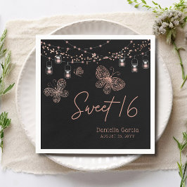 Sweet 16 Roos Gold Butterfly Chic Modern Birthday Servet