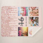 Sweet 16 roos gold drips blush foto sherpa deken (Voorkant (horizontaal))