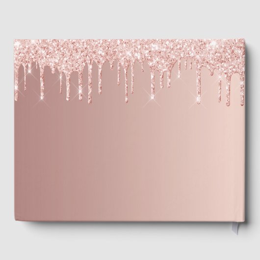 Sweet 16 roos gold drupt roze gastenboek (Achterkant)