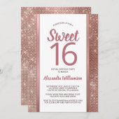 Sweet 16 Roos Gold Glam Chic Virtual 16th Birthday Kaart (Voorkant / Achterkant)