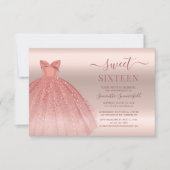 Sweet 16 Roos Gold Glam Script Zestiende verjaarda Kaart (Voorkant)