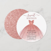 Sweet 16 Roos Gold Glitter Pink 16th Birthday Kaart (Voorkant / Achterkant)