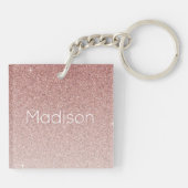 Sweet 16 Roos Gold Glitter Sleutelhanger (Achterkant)