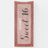 Sweet 16 Roos Gold Glitter, speciaal aangepast Spandoek (Verticaal)