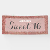 Sweet 16 Roos Gold Glitter, speciaal aangepast Spandoek (Horizontaal)
