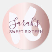 Sweet 16 Roos Gold Metallic Verjaardag Ronde Sticker (Voorkant)