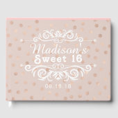 Sweet 16 Roos Gold Polka Dots Custom Gastenboek (Voorkant)