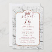 Sweet 16 Roos Gold Princess Crown White Marble Kaart (Voorkant)
