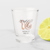 Sweet 16 Roos Gold Shot Glas (Voorkant)