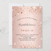 Sweet 16 roos goud glitter glamoureus kaart (Voorkant)