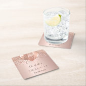 Sweet 16 roos goudballonnen monogram glitter 16th kartonnen onderzetters (Insitu)