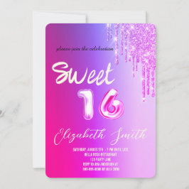 Sweet 16 roos goudblush glitter kaart
