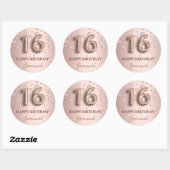 Sweet 16 roos goudbruindiamanten ronde sticker (Vel)