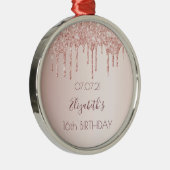 Sweet 16 roos goudbruine druppelnaam metalen ornament (Rechts)