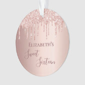 Sweet 16 roos goudbruine druppelnaam ornament (voorkant)