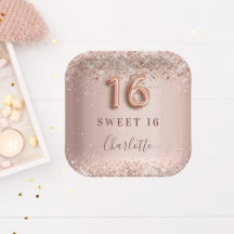Sweet 16 roos goudbruine glitternaam elegant