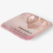 Sweet 16 roos goudbruine roze glitternaam papieren bordje (Gebogen)