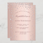 Sweet 16 roos gouddiamanten kaart (Voorkant / Achterkant)