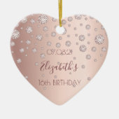 Sweet 16 roos gouddiamanten keramisch ornament (Voorkant)