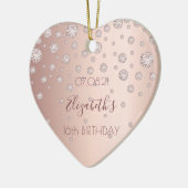 Sweet 16 roos gouddiamanten keramisch ornament (Links)