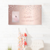 Sweet 16 roos gouden blauwe fotodiamanten spandoek (Insitu)