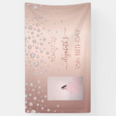 Sweet 16 roos gouden blauwe fotodiamanten spandoek (Verticaal)