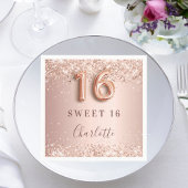 Sweet 16 roos gouden blush roze naam elegant servet