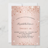 Sweet 16 roos gouden brute luxe glitter kaart (Voorkant)