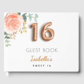 Sweet 16 roos gouden eucalyptusmonogram gastenboek (Voorkant)