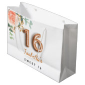 Sweet 16 roos gouden eucalyptusverjaardag groot cadeauzakje (Voorkant Gekanteld)