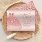 Sweet 16 Roos gouden glam 16e verjaardagsfeestje Kaart