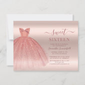 Sweet 16 Roos gouden glam 16e verjaardagsfeestje Kaart (Voorkant)