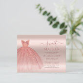 Sweet 16 Roos gouden glam 16e verjaardagsfeestje Kaart (Staand voorkant)