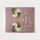 Sweet 16 Roos gouden glitter & glitter feestballon Wandkleed (Voorkant (horizontaal))