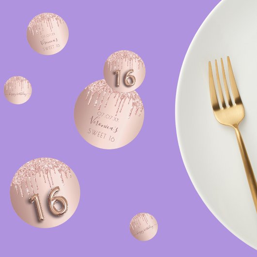 Sweet 16 roos gouden glitter roze confetti